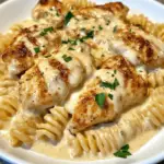 Creamy Garlic Butter Chicken and Rotini in Parmesan Sauce
