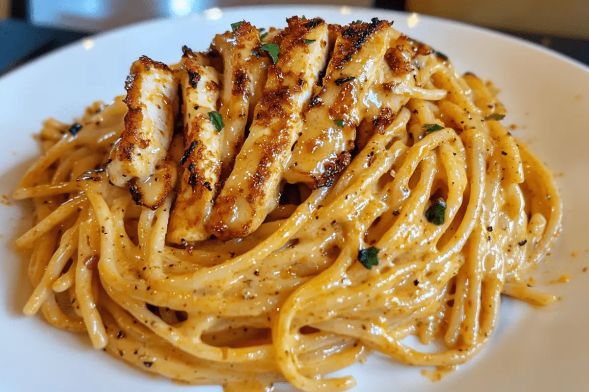 Savory Cajun Chicken over Creamy Parmesan Linguine