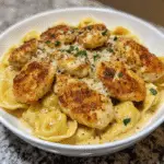 Cajun Tortellini with Garlic Parmesan Chicken Bites