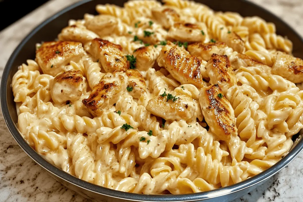 Creamy Garlic Butter Chicken Rotini Alfredo – Rich and Flavorful Comfort Food