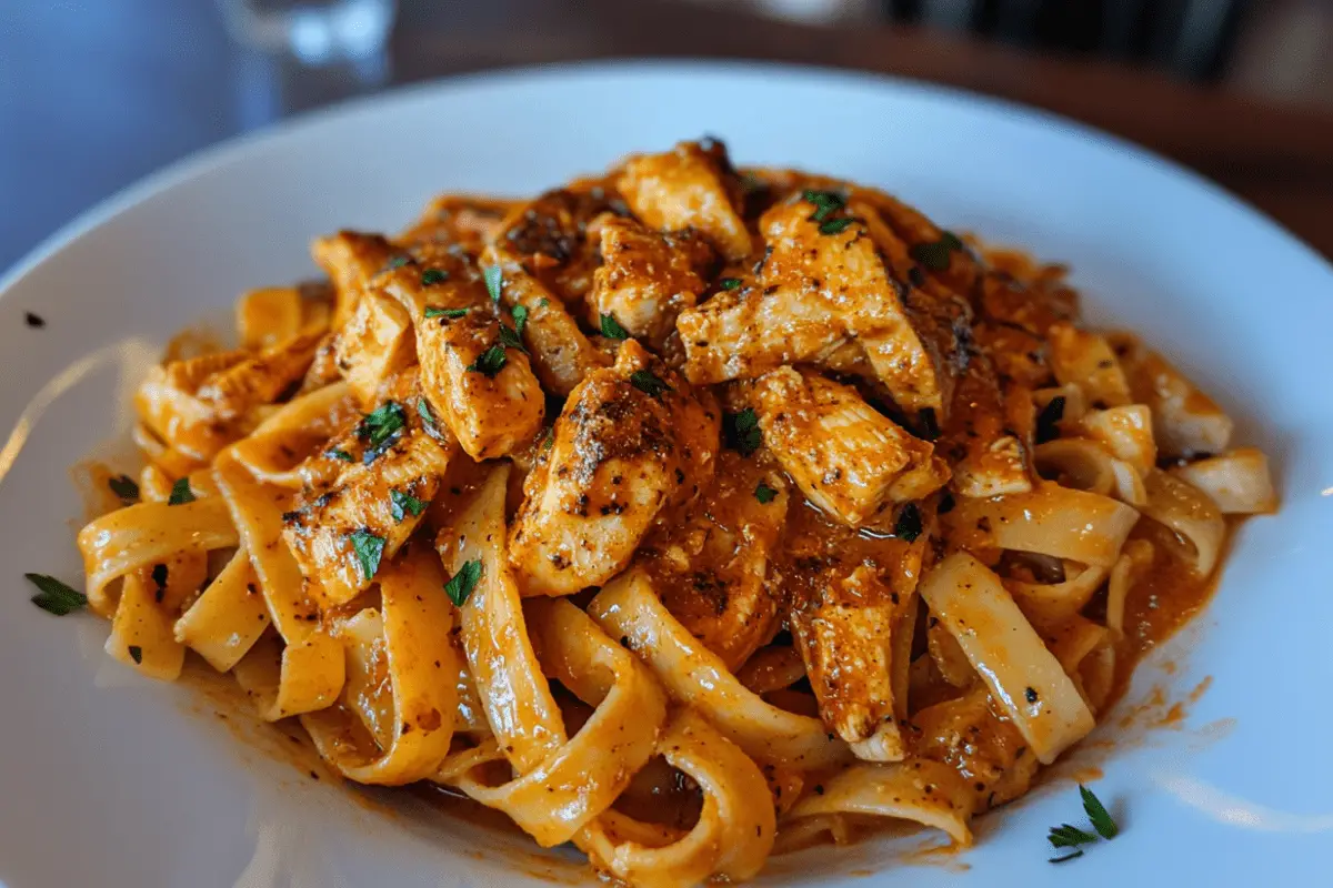 Spicy Cajun Chicken Fettuccine in Creamy Garlic Sauce