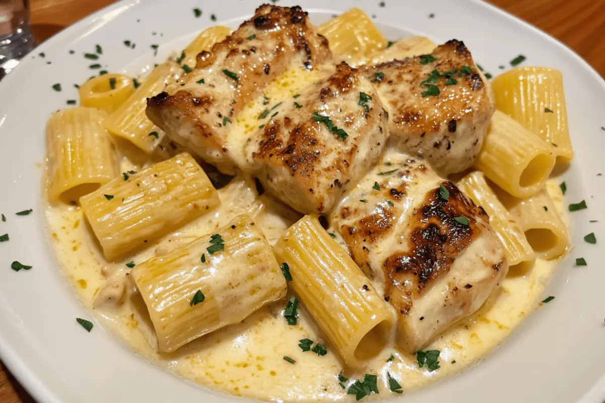 Garlic Butter Chicken with Parmesan Rigatoni Pasta