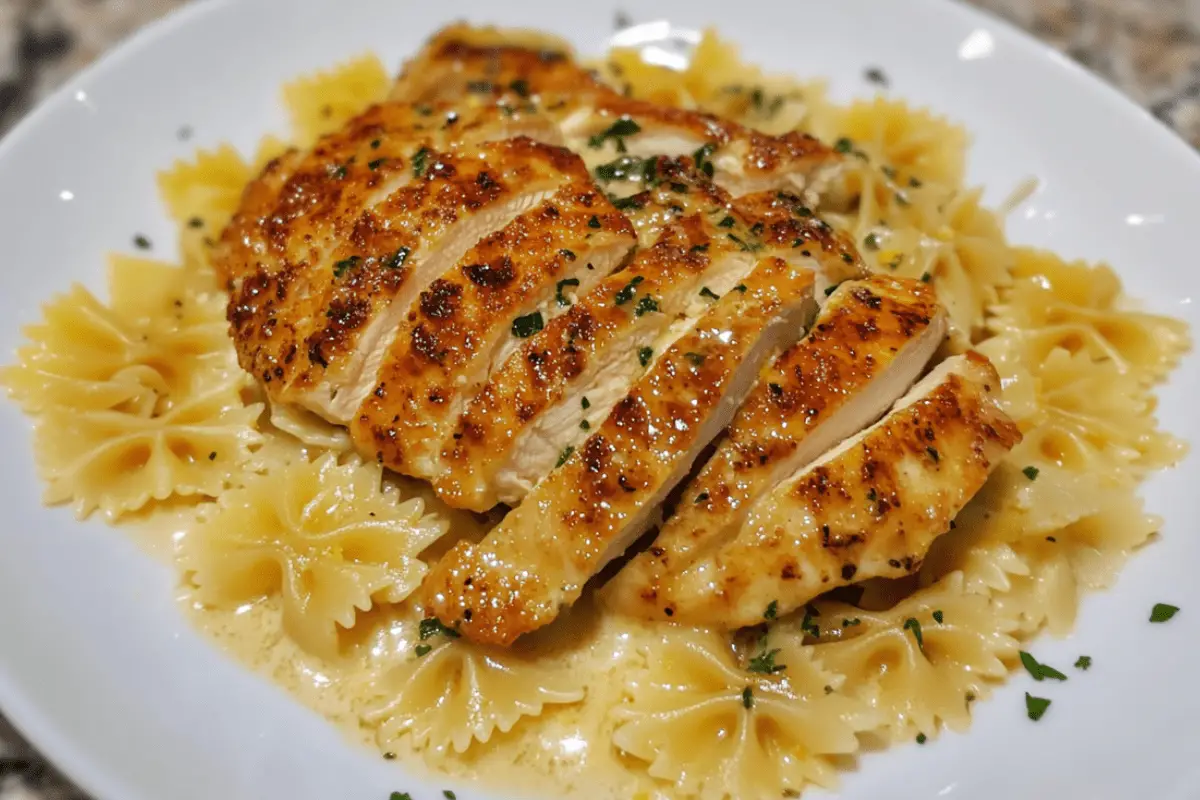 Lemon Garlic Chicken with Bowtie Pasta